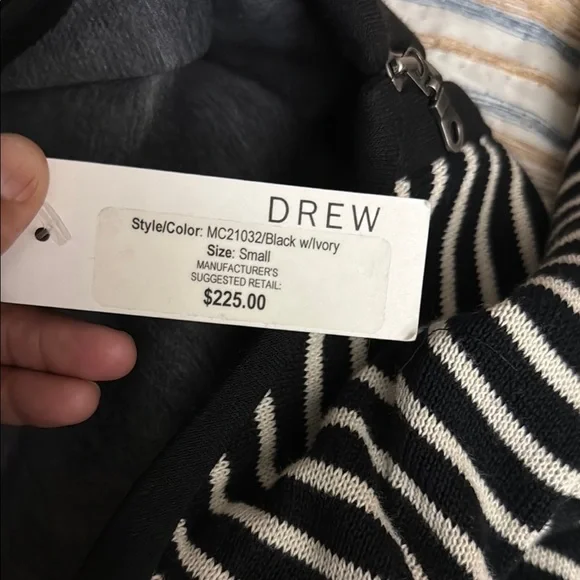 BNWT! Retail $225! DREW Black and IVORY Striped Knit BLASER TYPE